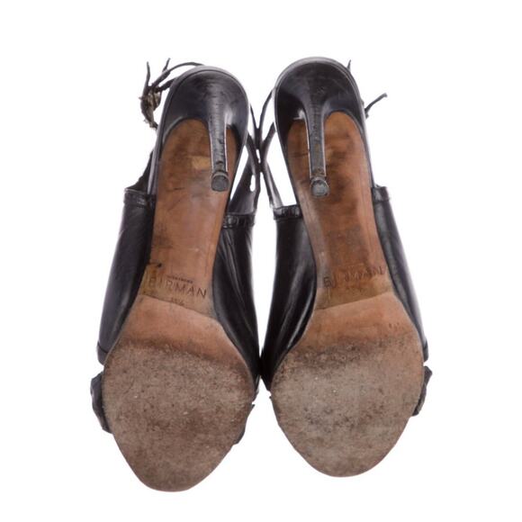 Alexandre Birman Black Leather Python Textured Peep Toe Stiletto Heels EU 38.5 - Picture 5 of 5